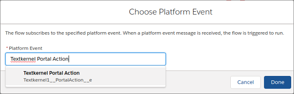 Platform Event popup