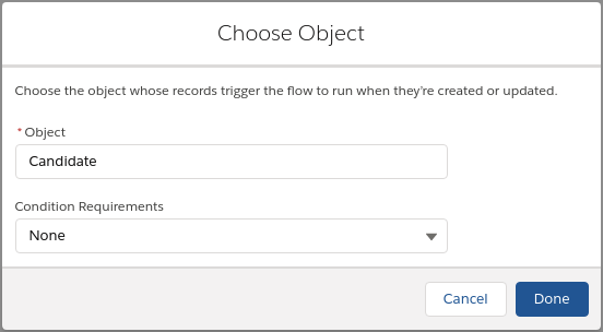 Choose Object popup
